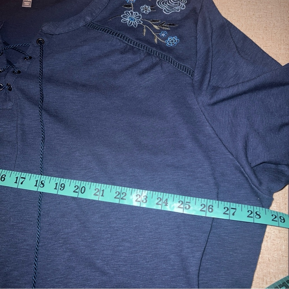 Terra & Sky BOHO Floral Embroidered Blouse 3/4 Sleeve Lace V-Neck Women’s Sz 4X - Picture 6 of 8